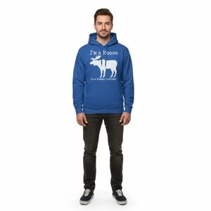 Port Company Blue Hoodie Fleece‎ with Moose Graphic Plus Size 2XL